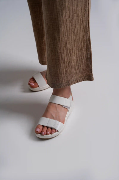 White Comfort Metallic Sandals