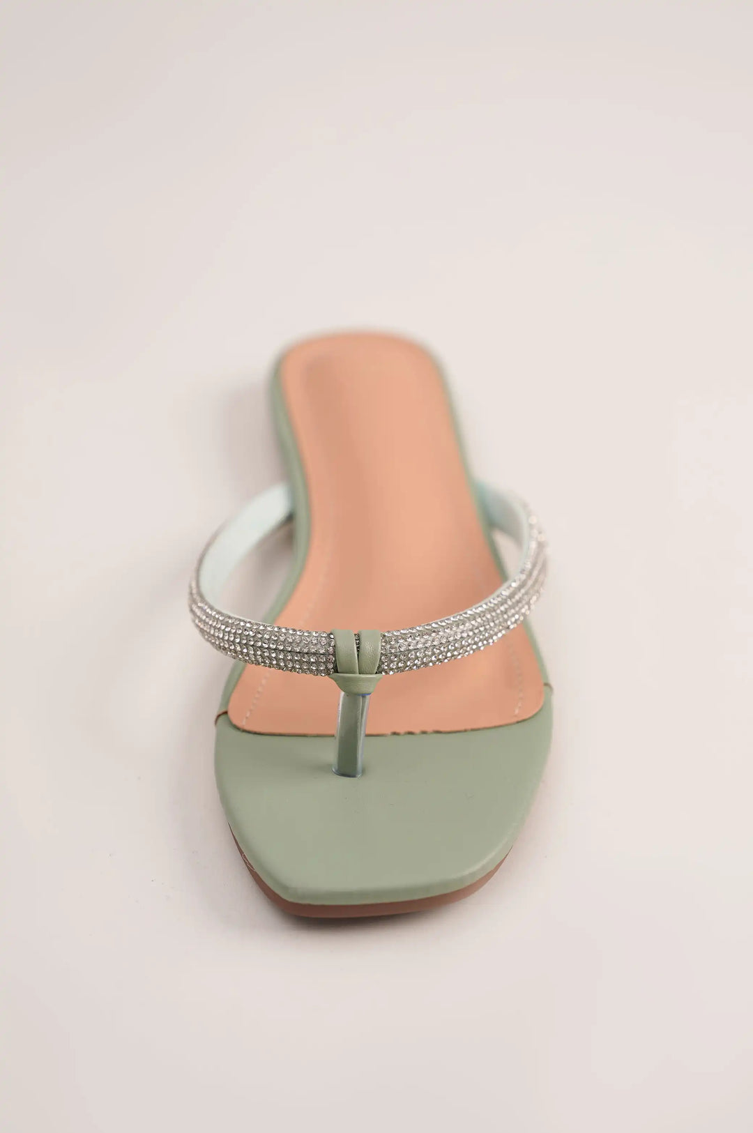 Green Women Crystal Slides