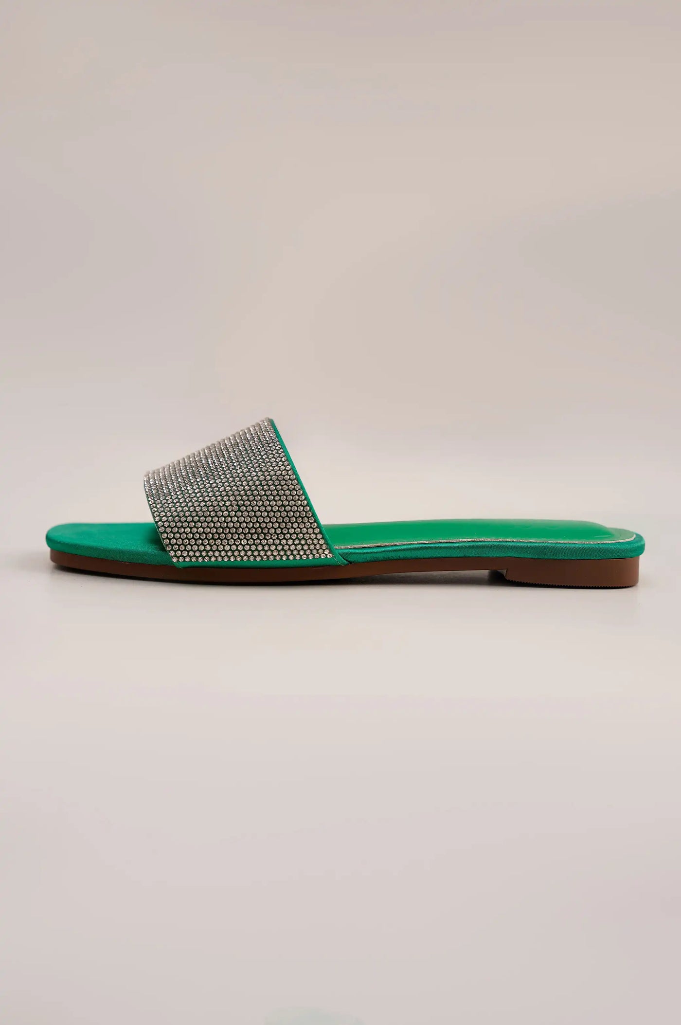 Green Women Crystal Slides