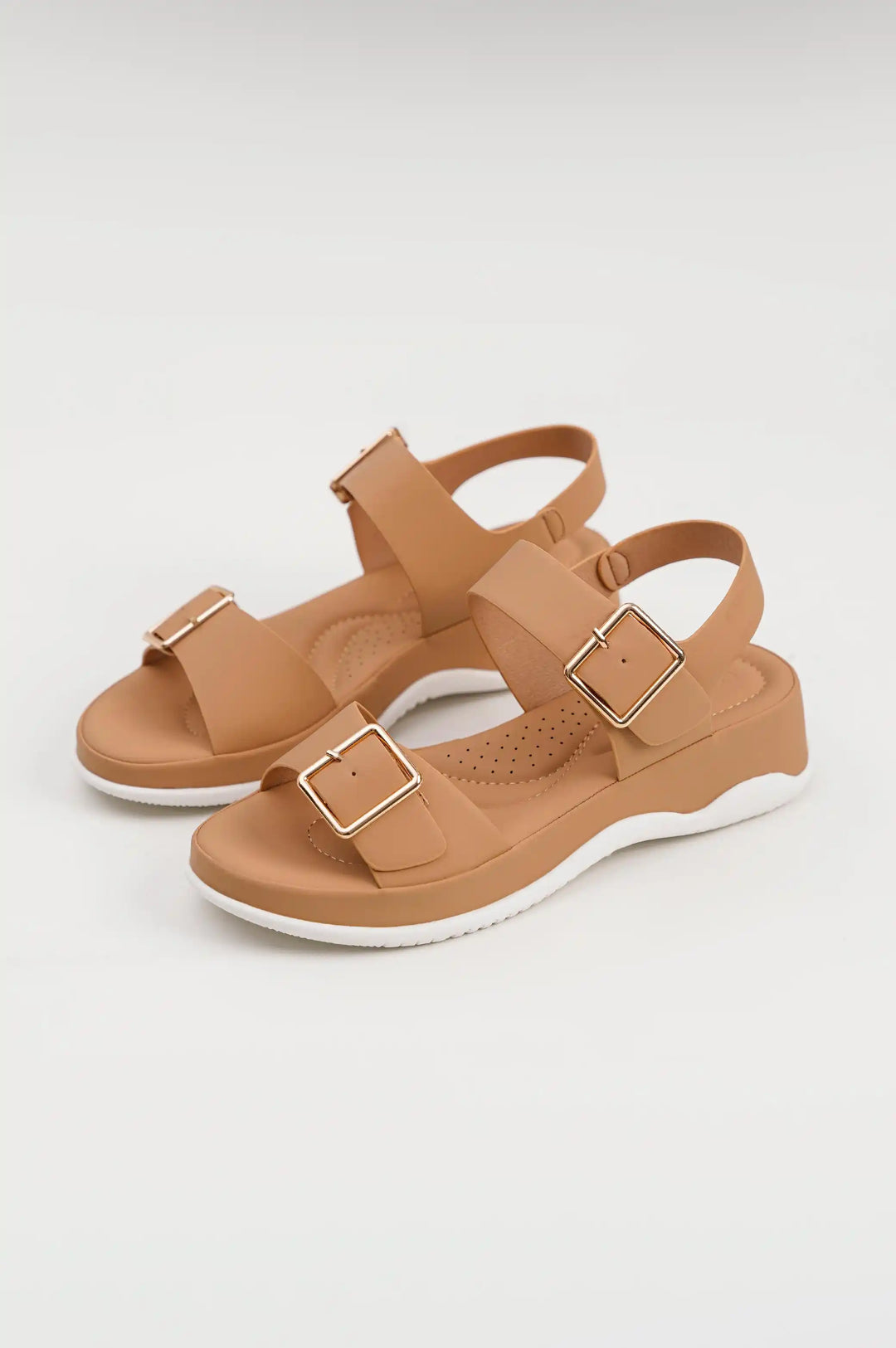 Beige Buckle Sandals