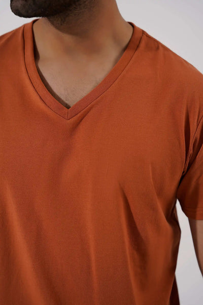 Rust V Neck T-Shirt