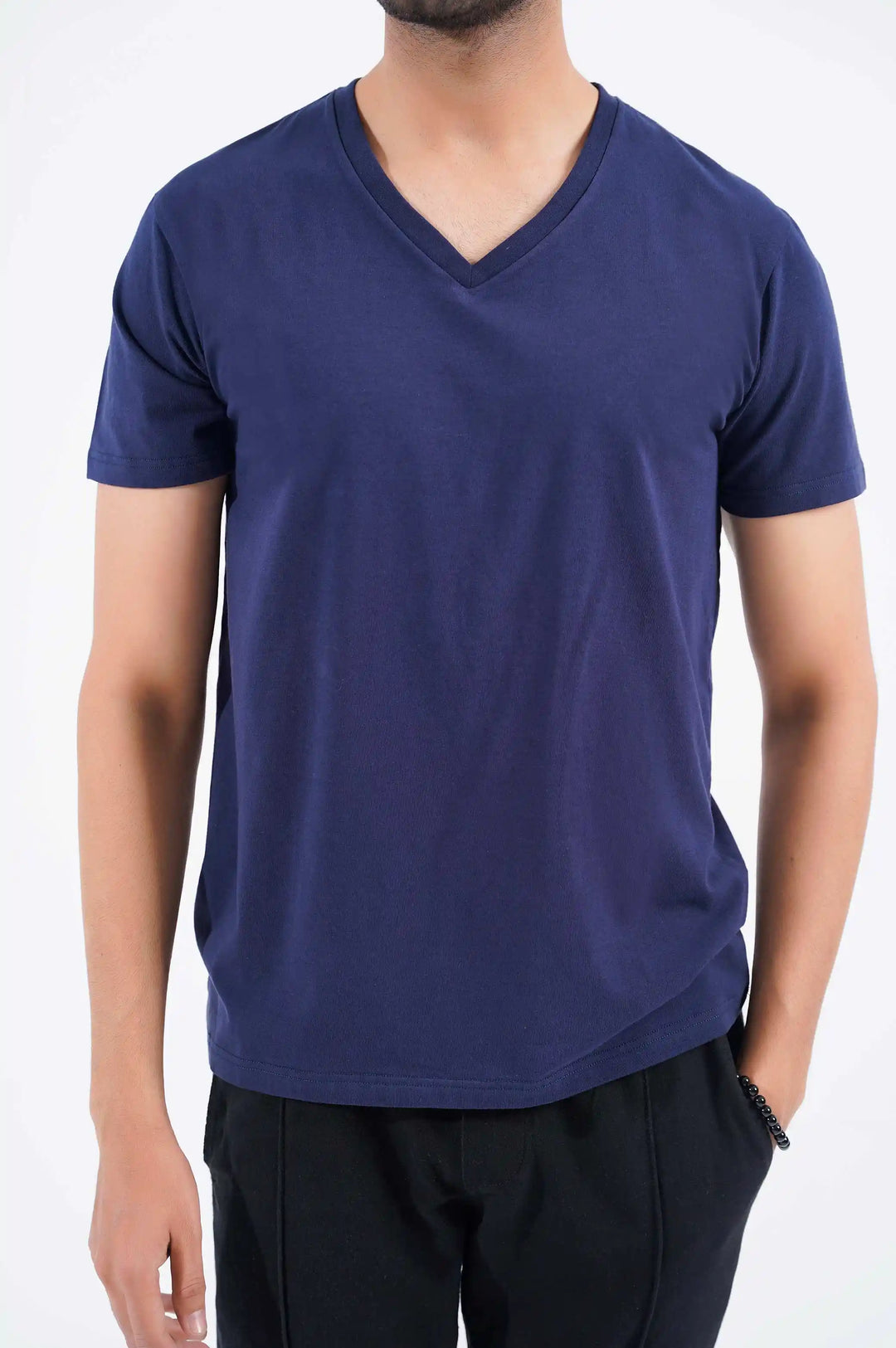 Navy Basic V Neck T-Shirt