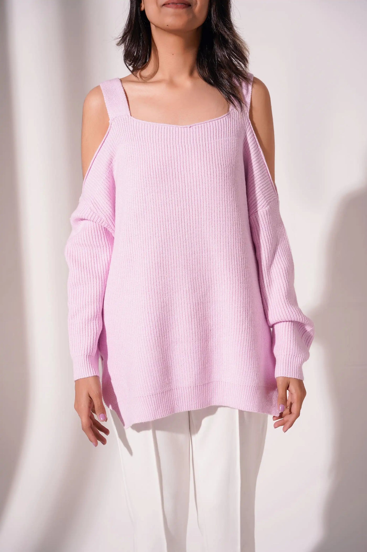 COLD SHOULDER SWEATER - SWEATERS