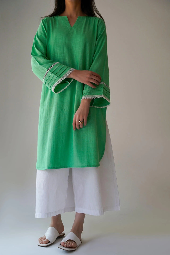 JADE LINEN KURTA - WOMAN TOPS