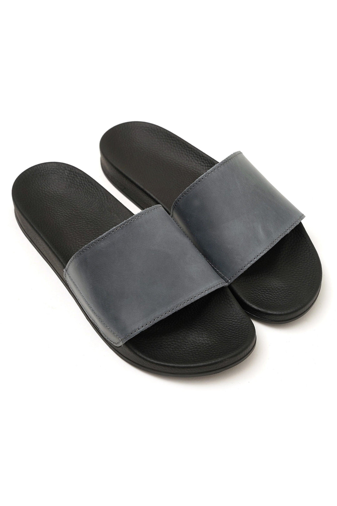 LEATHER SLIDES WITH FOAM SOLE - LEATHER SLIDES