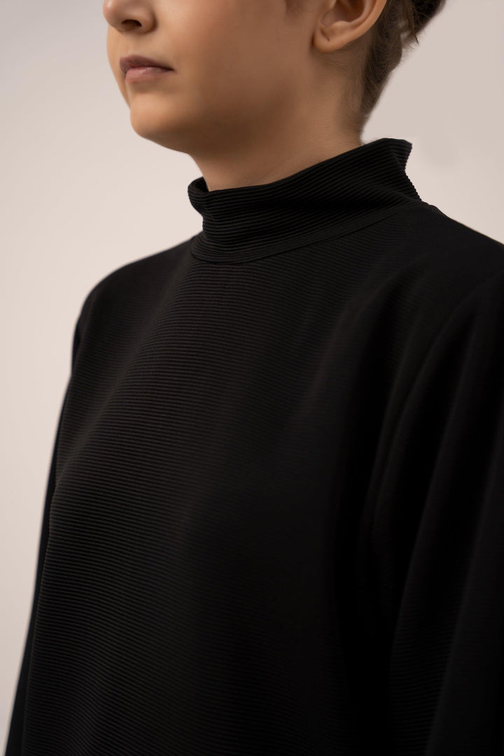 RIBBED HIGH NECK PULLOVER - WOMEN