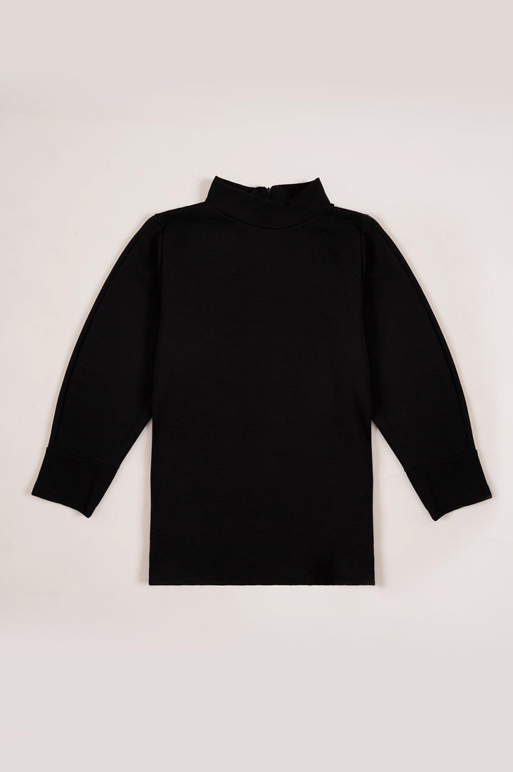 RIBBED HIGH NECK PULLOVER - WOMEN