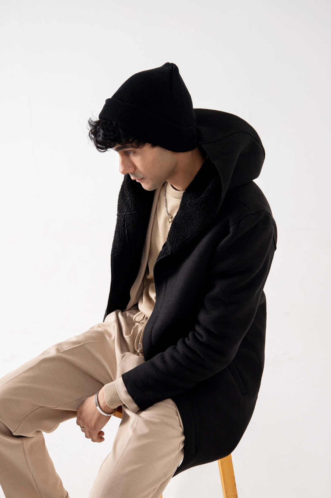 WOOLY FLEECE-LINED HOODED JACKET - COATS